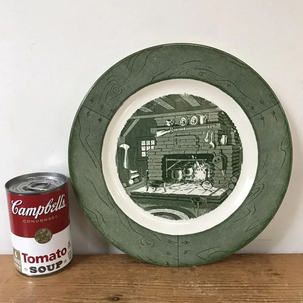 Vintage Colonial Homestead Royal China Green Transferware Dinner Plate 10